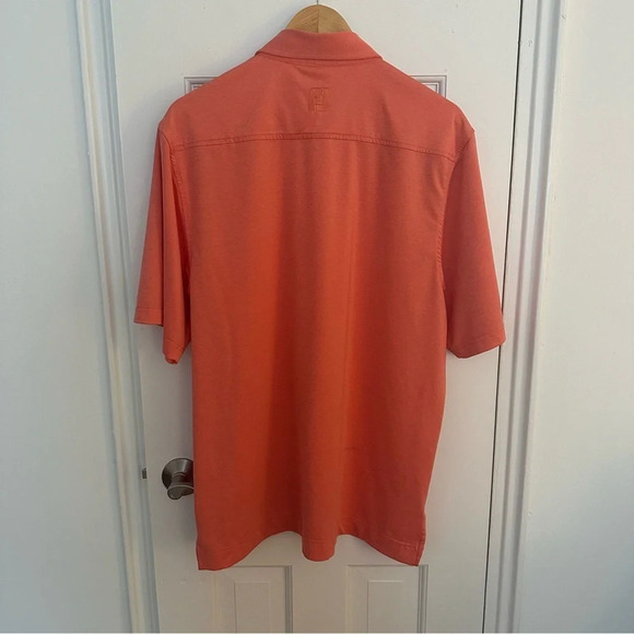 FOOTJOY FJ Men's Peach Golf Polo Shirt Medium Activewear Athletic Pink Orange - Picture 4 of 7